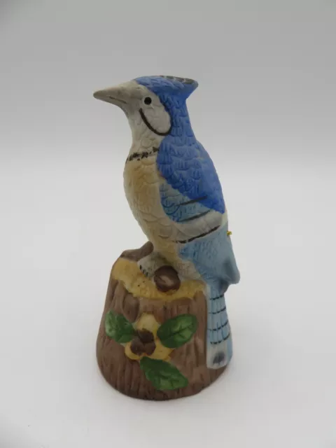 Vintage 1979 Jasco Blue Jay Bird Bell Feathered Friends Bisque Hand Painted