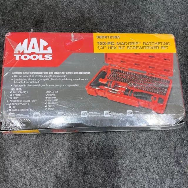 MAC TOOLS SBDR123SA 123-PC. 1/4" Hex Drive Mac-Grip Ratcheting Bit Driver Set*