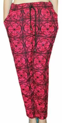 Pantaloni donna sarah chole taglia 40 rosso vestibilità comoda con coulisse