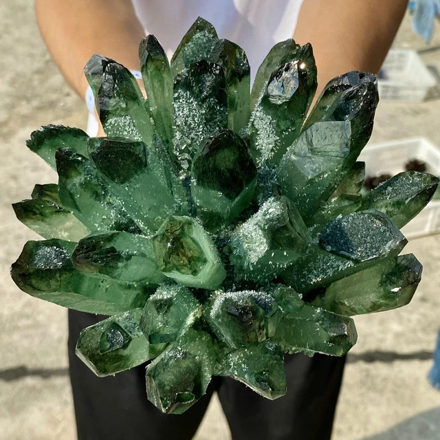 4.6LB New Find Green Phantom Quartz Crystal Cluster Mineral Specimen Healing 4