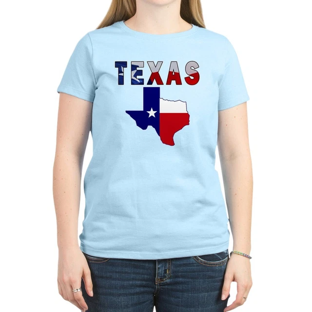CafePress Flag Map With Texas Women's Light T Shirt Crew Neck Tee (845149987)