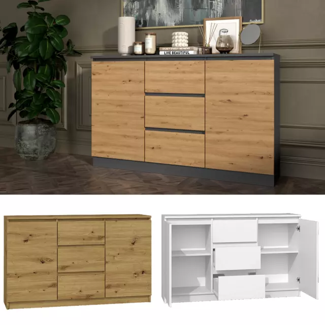 Kommode Sideboard Anrichte 3 Schubladen 2 Türen Holz in 4 Farbe