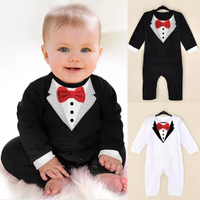 Newborn Kids Baby Boys Gentleman Clothes Romper Tops Bodysuit Jumpsuit Outfits