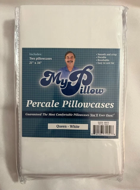 My Pillow Percale Pillowcases Queen Size White (2 pack) Brand new