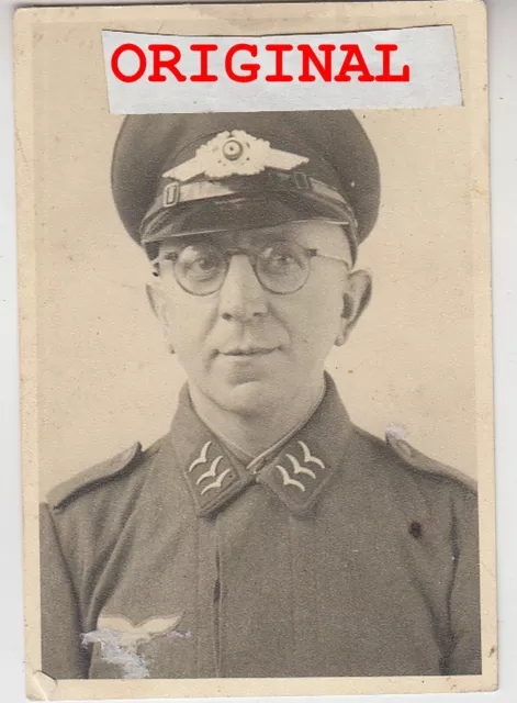 Foto 2wk Portrait Soldat Luftwaffe Schirmmütze Uniform LW Obergefreiter Schwinge