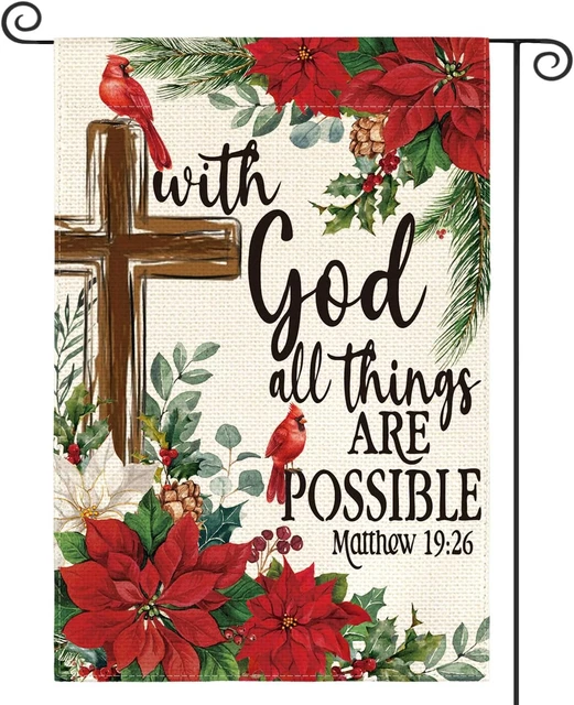 Cardinal Christmas Flowers Poinsettia Garden Flag 12X18 Inch Double Sided, God Q