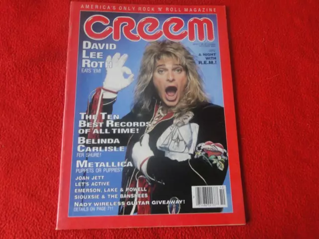 Vintage Rock and Roll Music Magazine Creem Oct. 1986 David Lee Roth          P54