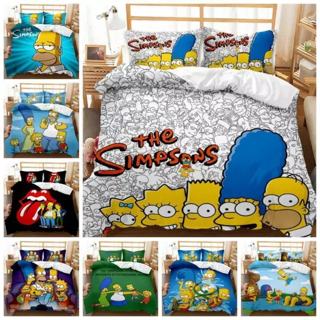 The SIMPSONS Quilt Duvet Cover Kids Bedding Set Pillowcase Single Double Size UK