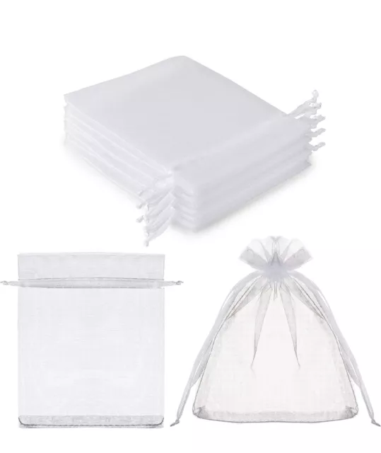 100 bolsas de organza transparentes de 4 x 4.72 pulgadas, bolsas blancas Fiesta