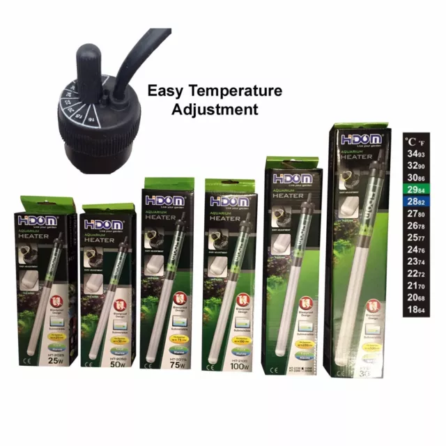 Hidom Submersible Heater & Thermostat + Thermometer For Tropical Fish Tank