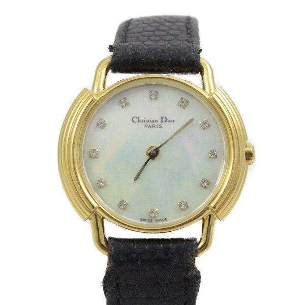 Christian Dior D58-121-2 Quartz Diamond Shell Dial Leather Womens Watch