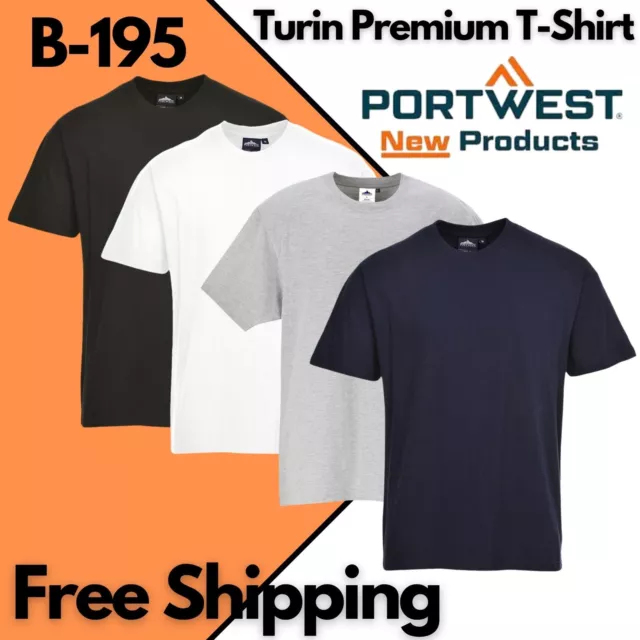 Portwest Turin Premium T-Shirt Safety Workwear Cotton Casual Unisex T-Shirt#B915