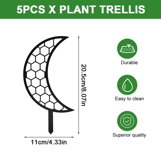 5pcs Honeycomb Pattern Moon Shape Easy Install Plant Trellis For Climbing Insert