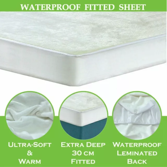 Extra Deep Fleece Mattress Protector Warm Under blanket Fitted Sheet Bed Cover