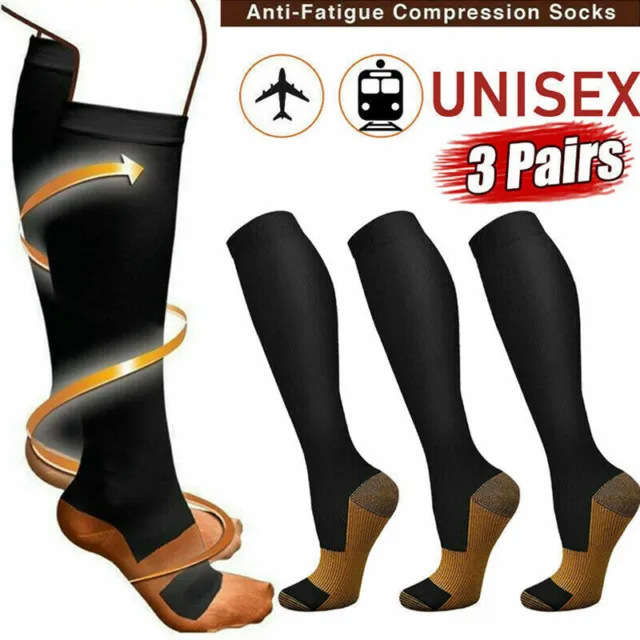 Energy Unisex Easy-On/Easy-Off KneeHigh Copper Compression Socks-Reduce swelling