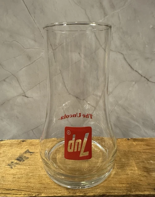 VINTAGE 1970'S 7UP The Uncola Upside Down Glass Advertising Glass