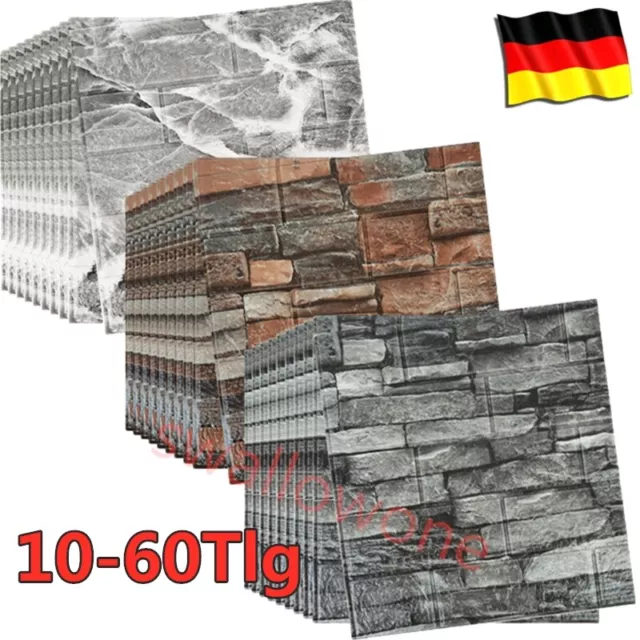 10/60x 3D Selbstklebend Tapeten Steinoptik Wandpaneele Ziegelstein Wandaufkleber