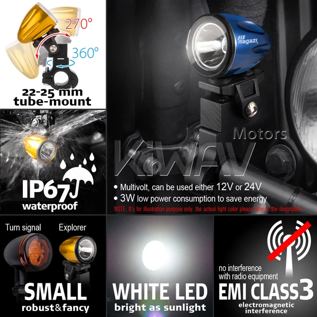mini LED lampe spot feu de route bleu 22-25mm diameter bar pour Jeep Liberty