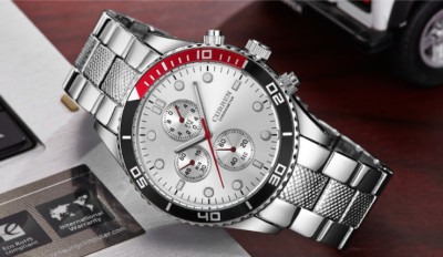 OROLOGIO POLSO CURREN 8076 UOMO ANALOGICO QUARZO MODERNO SILVER BIANCO 
