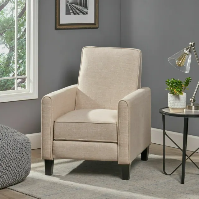 Lucas Modern Upholstered Push Back Recliner with Piped Edges