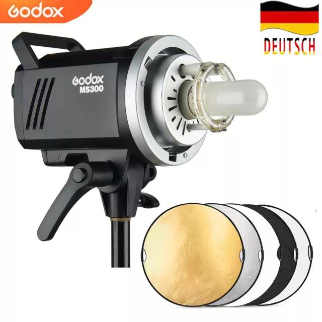 Godox MS300 2.4G 300W Bowens Studio Blitz +110cm Faltreflektor mit Griff