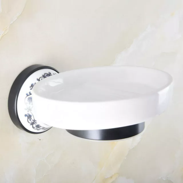 Oil Rubbed Bronze Wall Mounted Bathroom Soap Ceramic Dish Storage Holder Zba294
