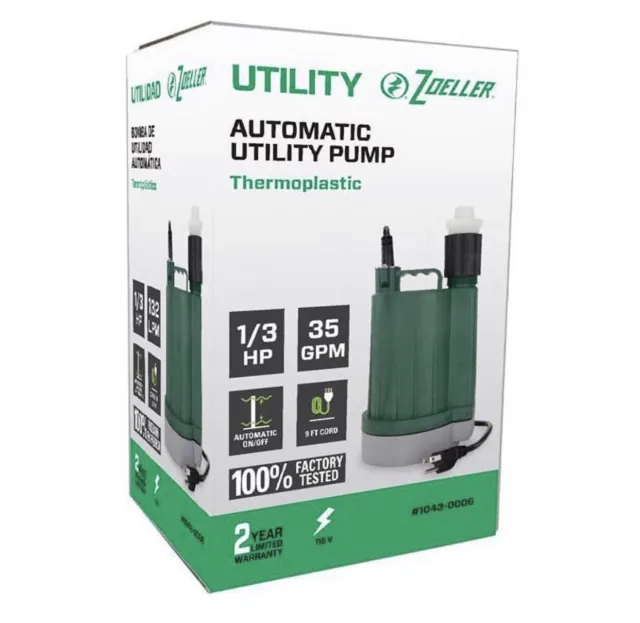 Zoeller 1/3 HP 2400 gph Thermoplastic Electronic AC Submersible Utility Pump