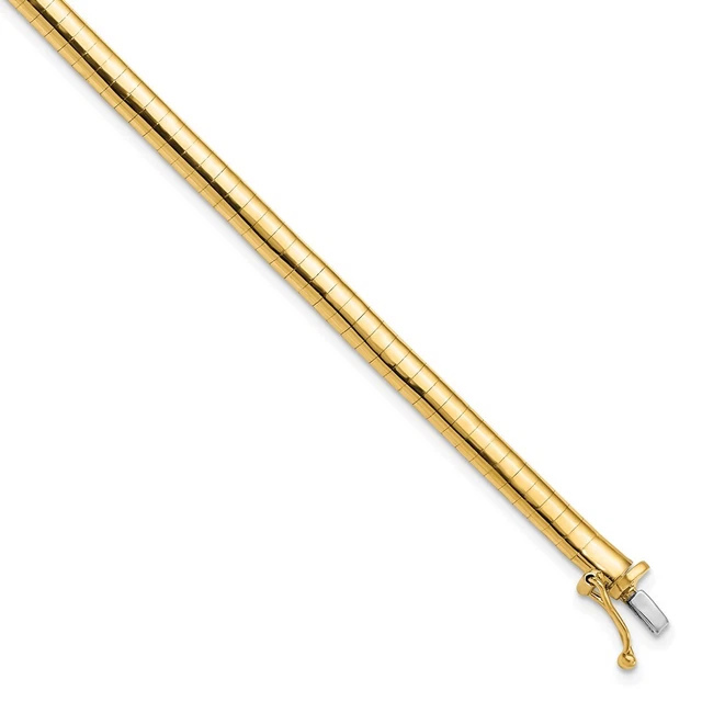 Real 14K Yellow Gold 4mm Domed 7 inch Omega Chain Bracelet; 7 inch Real 14K Yellow Gold 4mm Domed 7 inch Omega Chain Bracelet; 7 inch