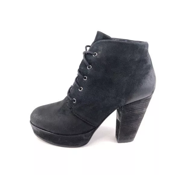 Steve Madden Raspy Platform Ankle Booties Womens Size 8M Black Leather High Heel