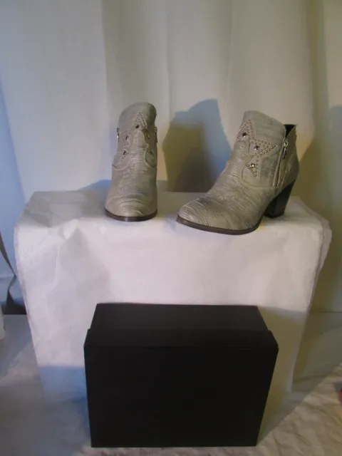boots/bottines MIMMU cuir argent et métal 39