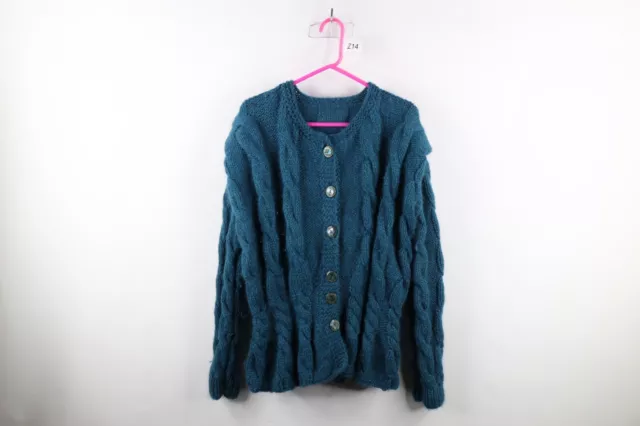VTG 50S 60S Womens Large Heavy Wool Chunky Cable Knit Fisherman ...