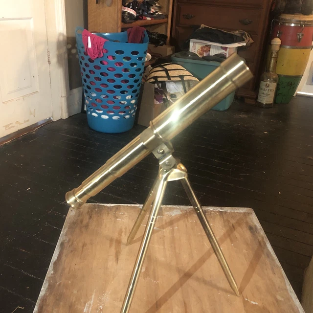 Vintage Brass Tabletop Telescope & Tripod, Japan, 25 x 30mm