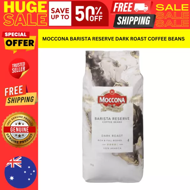 Barista Reserve Dark Roast Coffee Beans Moccona Arabica Beans Caramel Aroma 1kg