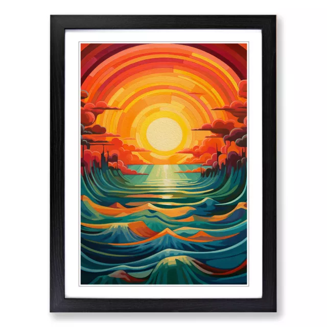 Sunrise Art Deco No.2 Wall Art Print Framed Canvas Picture Poster Decor