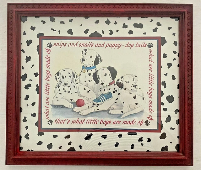 Dalmatian Puppies Dogs Framed Print Bedroom/Playroom Wall Art Black Red White