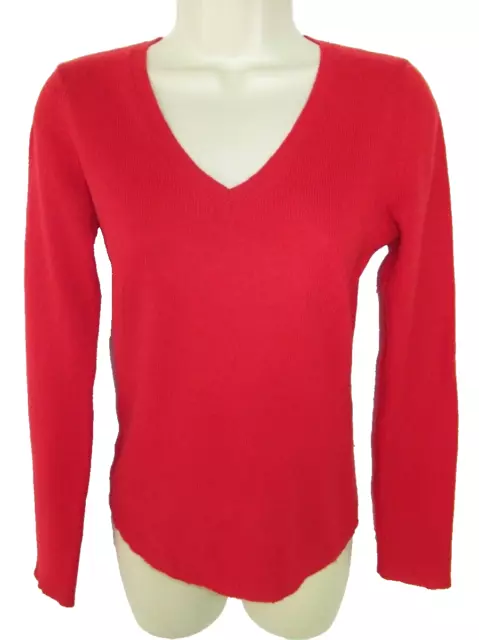 Ann Taylor 100% Cashmere Red V-neck Sweater XS