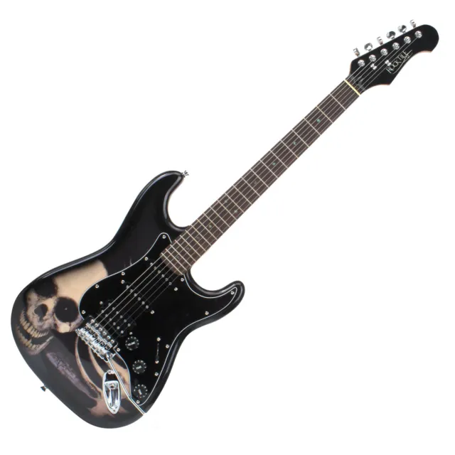 B-WARE ST E-Gitarre Elektrische Gitarre Humbucker Tremolo Skull Totenkopf Motiv
