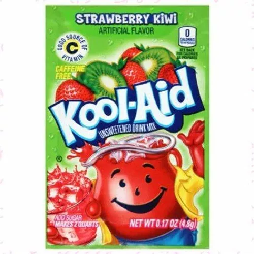 10 Sachets Kool-Aid Strawberry Kiwi Flavoured Unsweeten Drink Mix, 4.5g