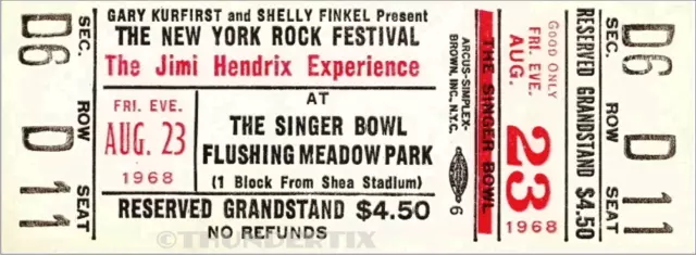 1 1968 JIMI HENDRIX UNUSED FULL CONCERT TICKET NEW YORK CITY laminated reprint