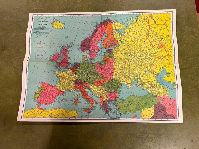 VINTAGE 1960S RAND McNally Map of Europe Soviet Union Detailed Roads