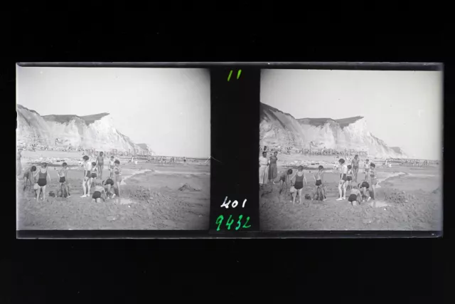Berneval Normandie France Photo Stereo 9n15 Plaque verre Vintage NEGATIF 1936