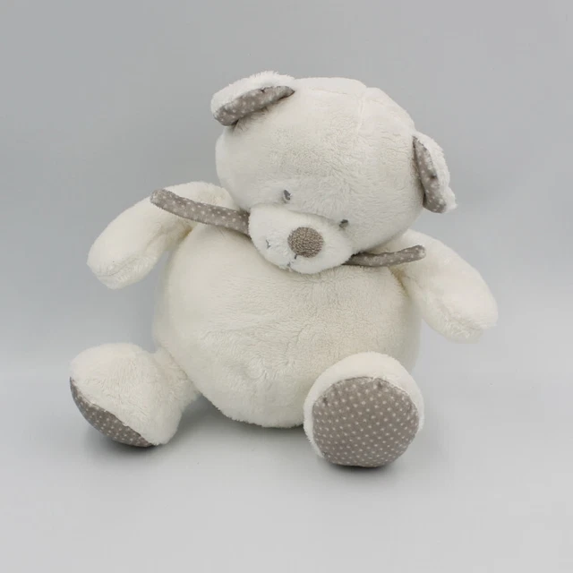 Doudou ours boule blanc gris pois TEX BABY - 28811
