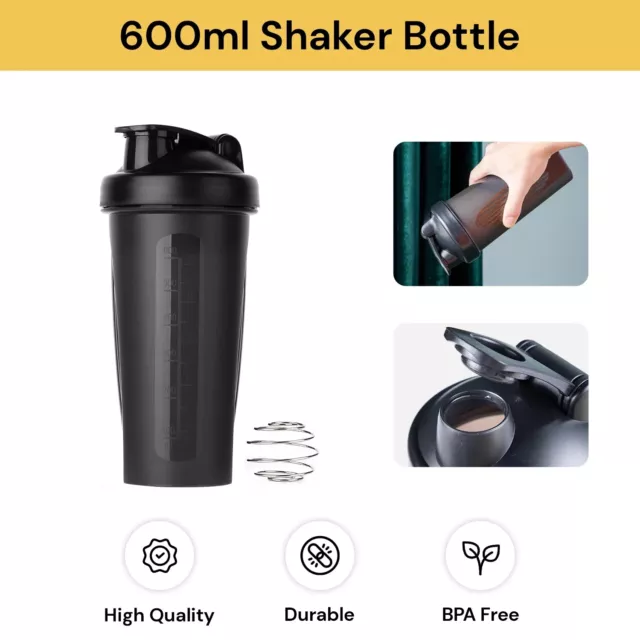 Sport Water Bottle Protein Shaker Bottle Cup GYM Supplement Drink Blender Mixer 3