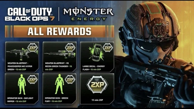 Xp Code Example Bo7 COD BLACK OPS 7 BO7 Monster Energy - Full Set + 75 Min 2xp XP Skin ‼️ ...
