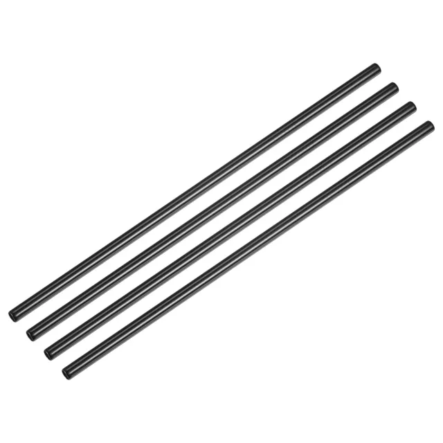 Reusable Metal Straws 4Pcs, Stainless Steel Straight Straw 10.5" Long - Black