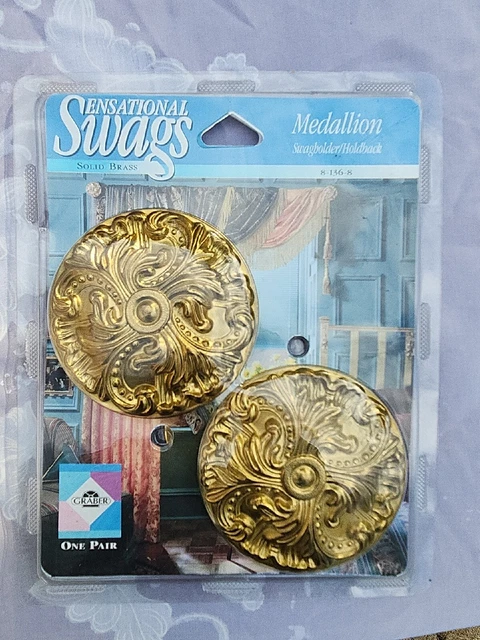 Vintage Graber Sensational Swag Solid Brass Curtain Drape Tieback Holdback New