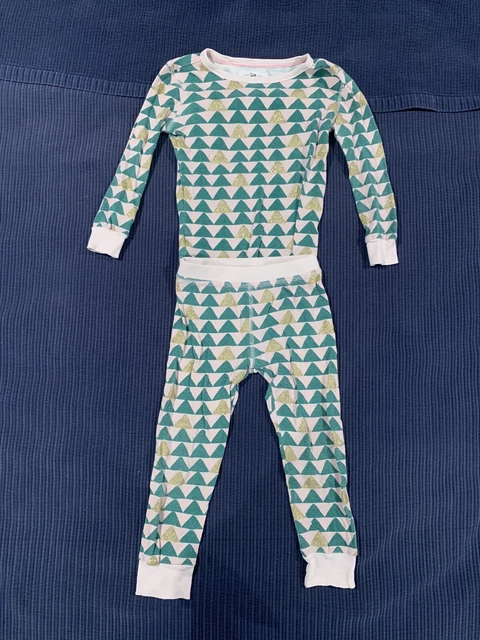 Crewcuts Sleepwear 4t Pink Green Gold Pattern Christmas Winter Holiday Long PJs