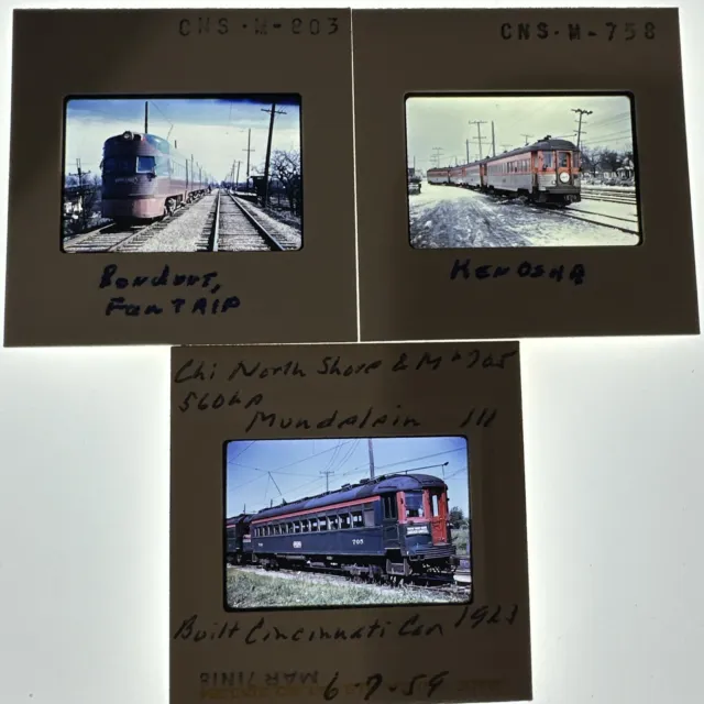 3 North Shore Line Railroad  35mm Duplicate,  Not Original Old Kodachrome Slide