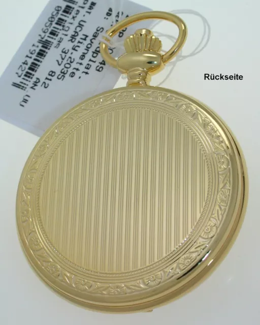 Gold Plated Regent PR-012 Savonnette Quartz Pocket Watch Very Good Readable 3