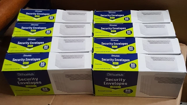 640(8 x 80 ct) OfficeHub #6 3/4 Printed Lining Security Envelope 3 5/8" x 6 1/2"